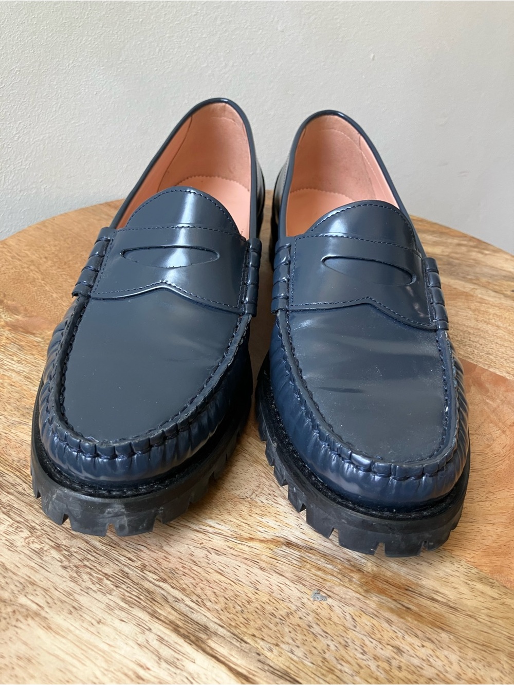 J. Crew | Winona Lug-Sole Penny Loafers in Navy Italian Spazzolato Leather - Picture 3 of 9